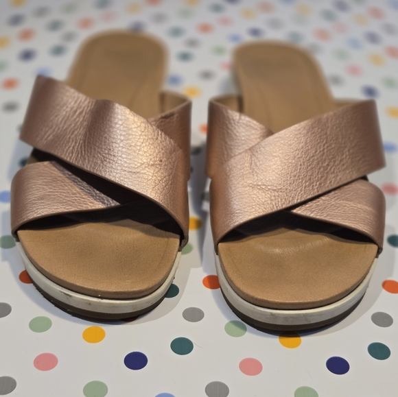 UGG Kari slide sandal mettalic rose gold comf slip on 10 - Picture 3 of 6